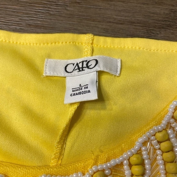 Cato yellow A-line Scoop Neck Keyhole Embellishment￼ Spring Sleeveless Dress - Picture 5 of 10